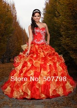 2014 TwO toned Organza Formal Ball Quinceanera Dress Strapless Prom Gown