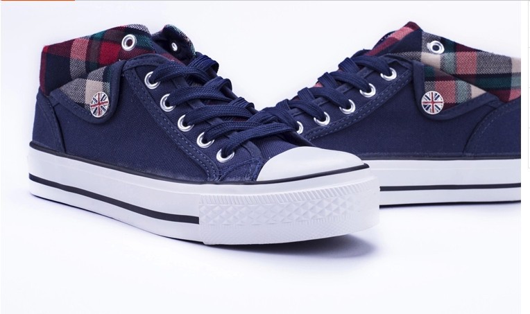 Large size plaid Korean flat shoes casual high top sports hip hop fashion folding canvas shoes