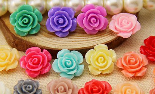 Free shipping 6mm resin roses Flatback Resin Flower Cabochons for Phone Case Jewelry DIY Accessory by
