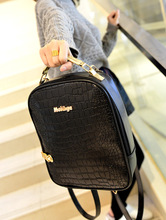 2014 new wave of retro bag crocodile pattern mortise lock backpack Korean college students wind handbag bag free shipping
