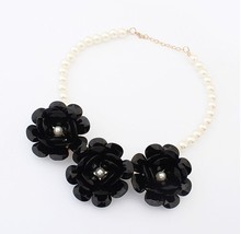 2014 Fashion Party Chunky Luxury Choker Statement Pearl beads Necklace Flower Necklaces Pendants Jewelry Women JJ110
