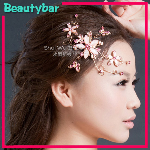 Elegance and Delicate Pink Red White Flower Crystal Rhinestones Bridal Hair Accessory Wedding Marriage Decoration for