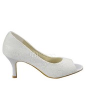 Ivory Lace Peep Toe Wedding Bridal Shoes