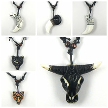 Tibetan  Yak bone carving Animal  totem pendant necklace Jewelry free shipping