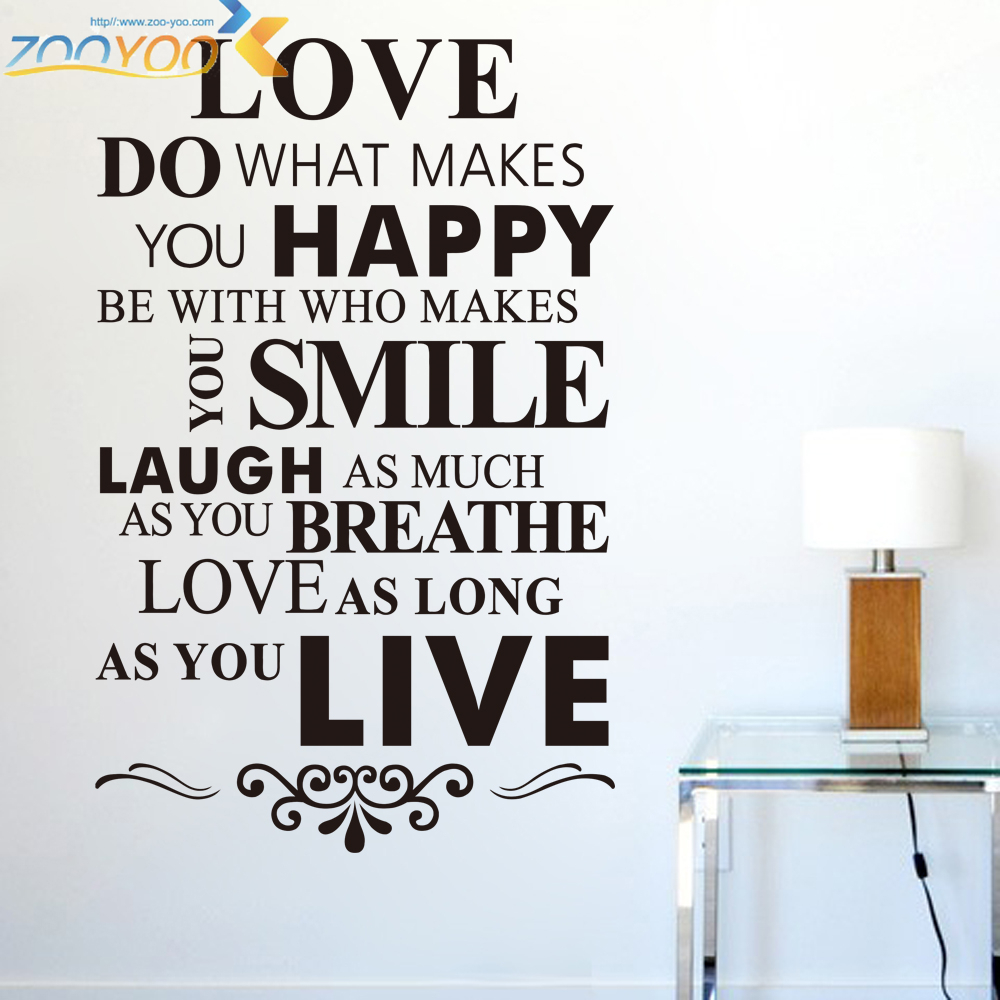 english quotes happy life rules pvc removable wall stickers zooyoo