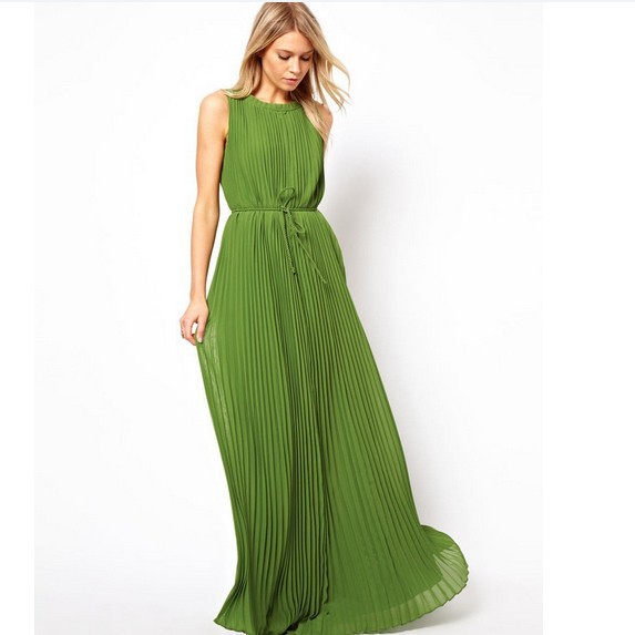 ... Women-s-Maxi-Dress-Long-Bohemian-Dress-Pleated-Maxi-Dress-Dark-Green