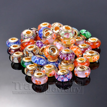14*9mm charms beads fit pandora bracelet making 18k GOLD Glass screw hole Beads fashion jewelry findings 10pcs wholesale beads