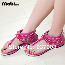 NEW 2014 Bohemia The handmade Women s sandals Flip flop Casual beach Summer shoes Fashion Rome