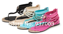 NEW 2014 Bohemia The handmade Women s sandals Flip flop Casual beach Summer shoes Fashion Rome