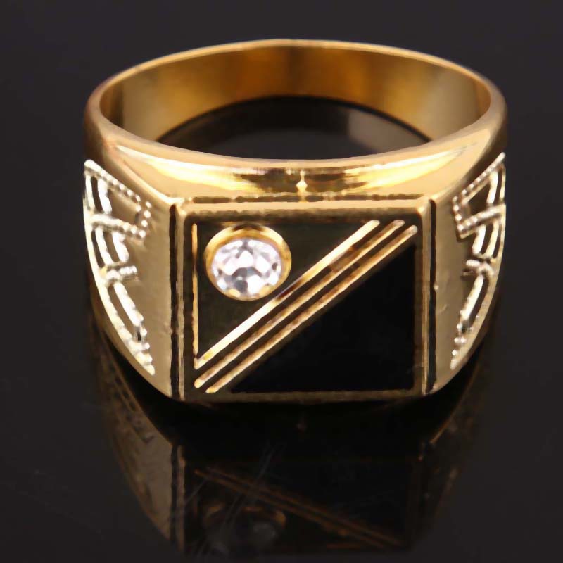 Free Shipping 14k Gold Filled Austrian crystal Enamel New Rings Jewelry For Stylish Men Size 12