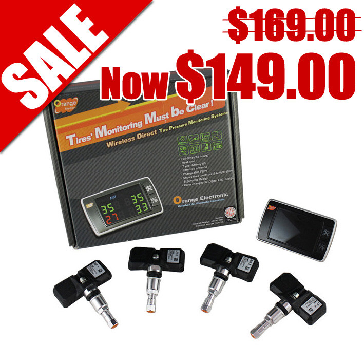 Free Shippig Car Orange 4 Wheel Tire Pressure Monitoring System TPMS P409S
