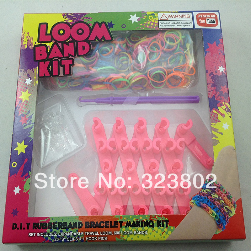 120 Sets per Lot Loom Kits 1 set contains 600 bands 25 S clips 1 hook