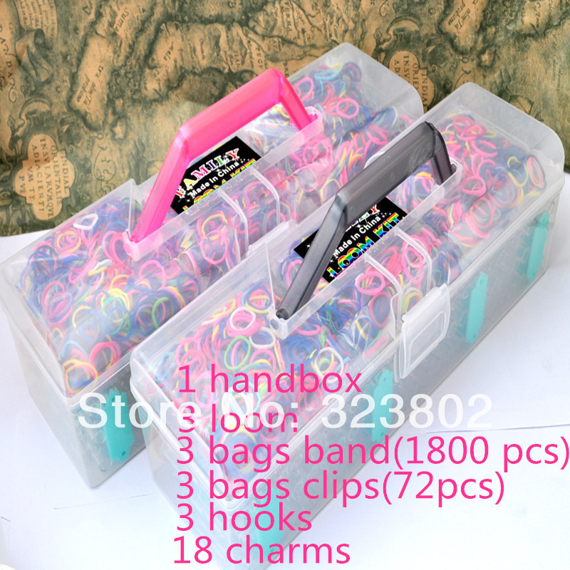 24 Sets per Lot Loom Kits 1 set contains 1 box 1800 bands 3 loom 72