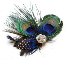 2014 New Arrival Hot Sale Peacock Feather Sparkling Rhinestones Bridal Wedding Hair Clip Head Freeshipping & Wholesale