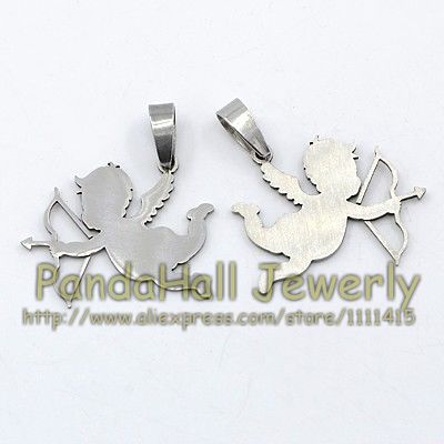 Cupid Stainless Steel Pendants for Valentine s Day Gift 27x30x1mm Hole 7x4mm
