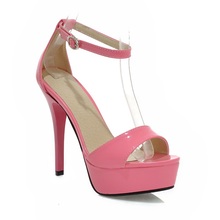Armoire 2014 Sexy Black Pink Orange Apricot Yellow Super High Heels Glossy Women Nude Platform Sandals