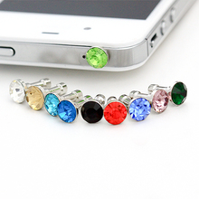2014 New Jewelry Fashion  Crystal  Luxury Phone Accessories Small  Rhinestone 3.5mm  Dust Plug