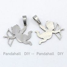 Cupid Stainless Steel Pendants for Valentine’s Day Gift,  27x30x1mm,  Hole: 7x4mm