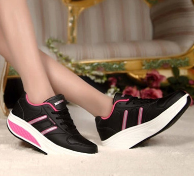 New 2014 women s pink beige black genuine leather sports casual shoes platform elevator slimming swing