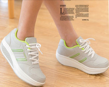 New 2014 women s pink beige black genuine leather sports casual shoes platform elevator slimming swing