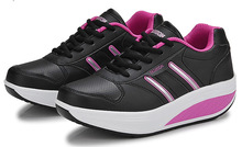 New 2014 women s pink beige black genuine leather sports casual shoes platform elevator slimming swing