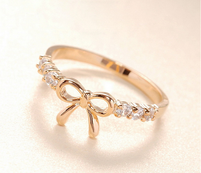 Fashion Ring O rhinestone delicate cutout bow punk midi ring jewelry BC7143