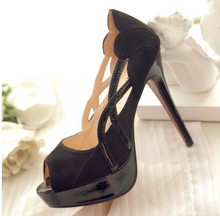 2014 women summer  cross shoes stiletto platform open toe pumps sandals high heels 12cm