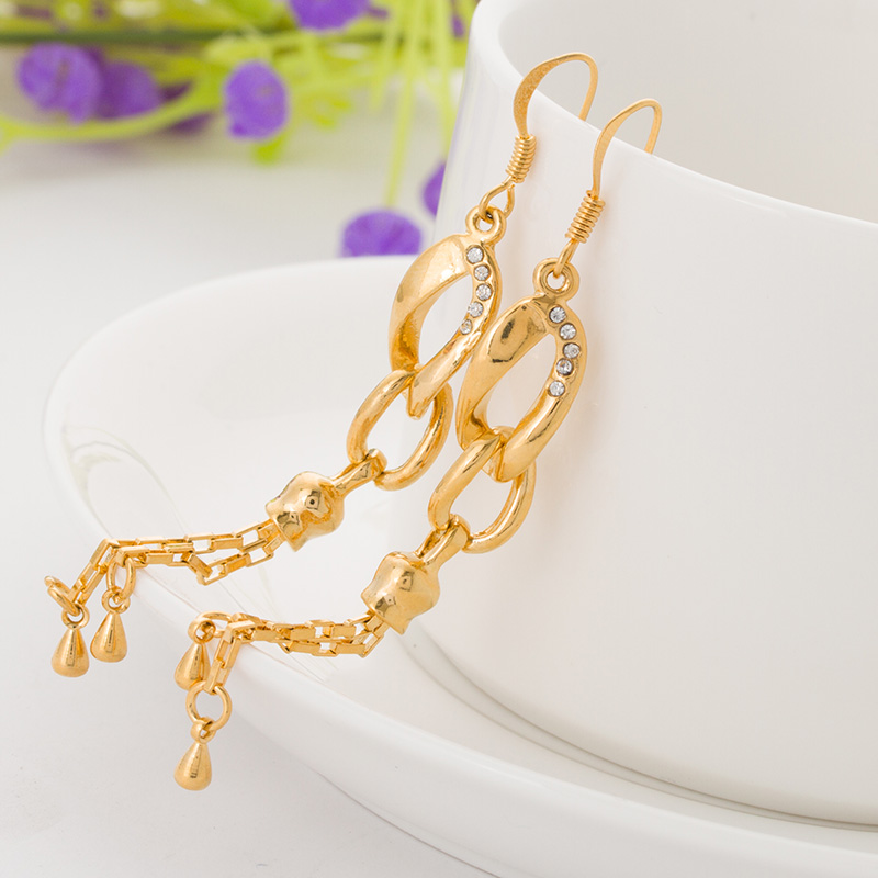Singapore 2014 fashion chain simulation diamond tassel earrings ...
