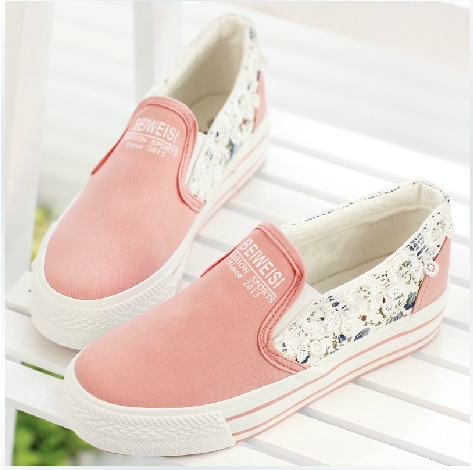 free shipping 2014 summer Sweet lace small canvas shoes female pedal platform shoes lazy casual shoes