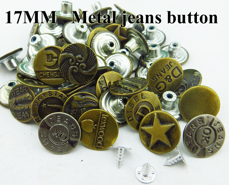 60PCS  17MM mixed 15-25patterns CLOTHES button jean metal buttons  JEANS BUTTON MJB-079