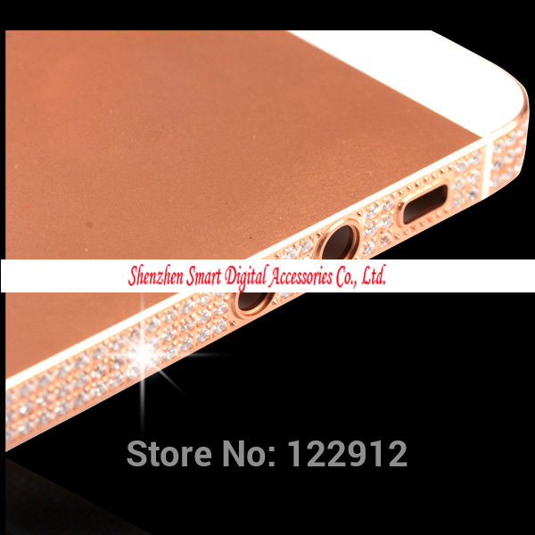 Gold Luxurious Crystal Diamond Metal Middle Frame Housing For iPhone 5 ...