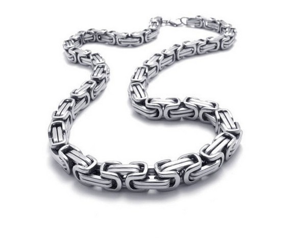 8mm 22 inches Byzantine Box 316L Stainless Steel Chain Necklace Mens silver tone summer beach jewelry