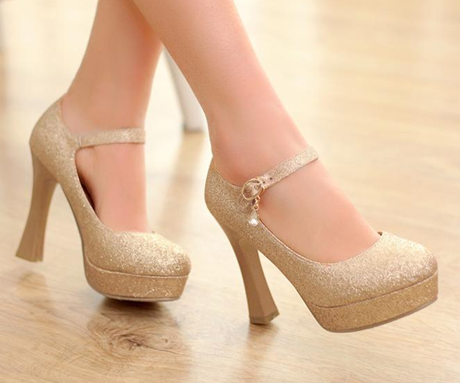 Hot selling women High Heels open peep Toe white gold Weddings shoes women pumps platform sandals
