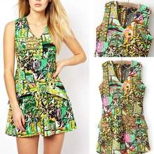 Hot Spring Summer Vintage Sexy Slim V neck Evening Party Dress Floral Printed Elegant Women Formal
