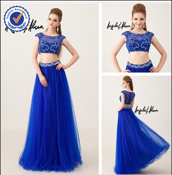 SA7299 Cap sleeves two piece indian evening dress for seniors(China ...