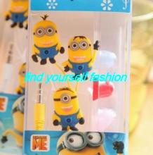 2014 Hot Wholesale Despicable Me Daddy Thief small yellow minion who headset earbuds ear headphones cartoon