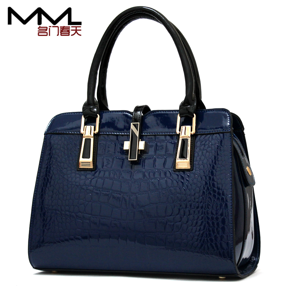 2014 new arrival crocodile pattern spring fashion PU leather women cross body handbag free shipping