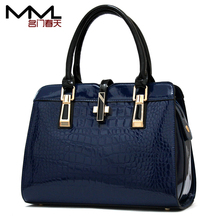 2014 new arrival crocodile pattern spring fashion PU leather women cross-body handbag free shipping