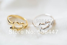 2014 New Design Ancient Copper Plated Cupid Arrow and Heart Shaped Alloy Metal Finger Ring For Women Girl Lover Lucky Jewelry
