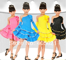 Girls Latin Dance Exercises Clothes Cake Skirt Children’s Dancewear Performance Clothes Modern Ballet Latin Dance Stage Costume
