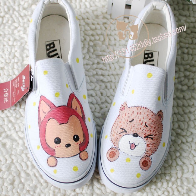 Hyraxes series Women strapless low canvas shoes lazy hand painted shoes