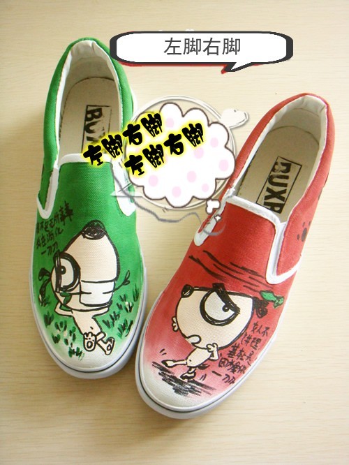 Hand painted shoes canvas shoes red green cartoon painted shoes