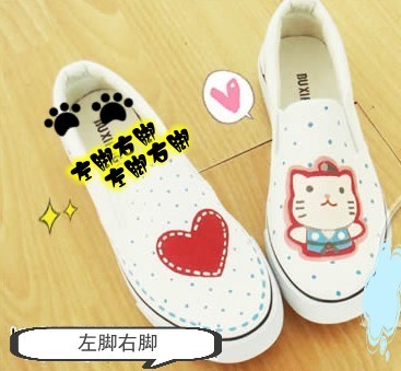 Heart coconut cat hand painted shoes with canvas shoes