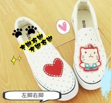 Heart coconut cat hand-painted shoes with canvas shoes