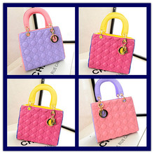 2014 New Patchwork bag Women Leather Handbags Girl s Candy Color Fashion Totes Woman s Shoulder