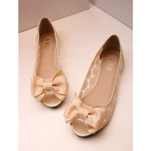 2014 new  fashion  open toe cutout  flat hee lace butterfly-knot yung lady sweet summer sandals shoes