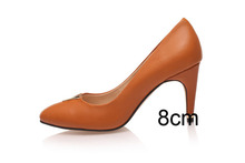 2014 Women s Orange Black Genuine Leather With Gold Metallic Slip On Pumps Lady Designer Brand