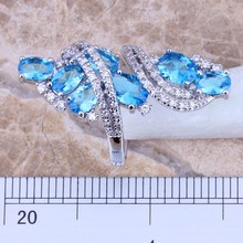 Swiss Blue White Topaz 925 Sterling Silver Ring For Women Wedding Size 5 6 7 8