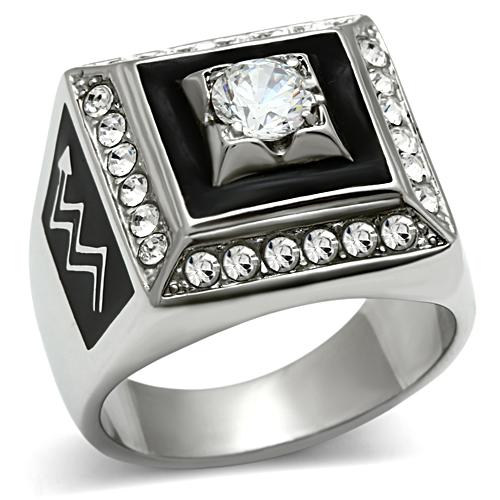 Stainless steel Ring Epoxy black with AAA CZ stone Europe and United states style fashion love