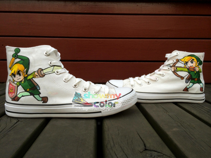 Girls Boys Sneakers The Legend of Zelda Customizable Hand Painted High Top Canvas Shoes